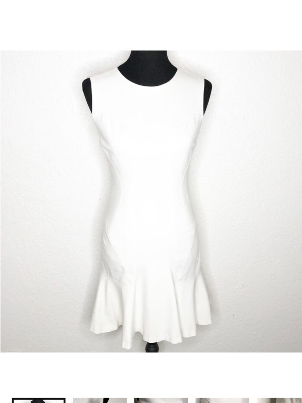 Diane Von Furstenberg White Sleeveless Fitted, Flared Hem Mini Dress, sz. 2